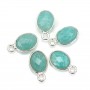 Oval faceted Amazonite charm set in 925 sterling silver and gold 7x12mm x 1pc