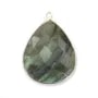 Pendentif en labradorite sertie en argent , en forme de goutte, 26x31mmx 1pc