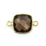 Quartz fumé coussin facette sertie sur argent doré 2 anneaux 11mm x 1pc