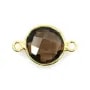 Faceted round smoky quartz set in gold-plated silver 2 rings 11mm x 1pc