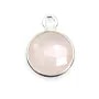 Quartz rose rond facette sertie sur argent 9mm x 1pc
