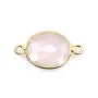 Quartz rose ovale facette sertie sur argent doré 2 anneaux 10x12mm x 1pc