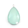 Pendentif en calcedoine sertie en argent, en forme de goutte, 26x31mmx 1pc