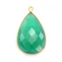 Pendentif en agate verte sertie en argent 925 doré à l'or fin, en forme de goutte, 21x31mmx 1pc