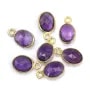 Oval facetado amatista encanto conjunto en plata de ley 925 y oro 7x12mm x 1pc