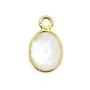 Charm Gemstone oval faceted moon set in 925 silver gilded with fine gold 7x12mm x 1pc