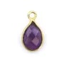 Amethyst Tropfen Charm Facettiert Eingefasst 925er Silber vergoldet 7x13mm x 1St
