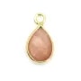 Charm Gemstone orange moon drop faceted set in 925 silver gold 7x13mm x 1pc