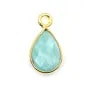 Oval faceted Amazonite charm set in 925 sterling silver and gold 7x12mm x 1pc
