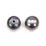 Half-drilled bluish flattened round freshwater pearls 8-8.5mm x 2pcs