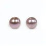 Perle de culture d'eau douce, semi-percée, mauve, ronde, 7-7.5mm x 1pc