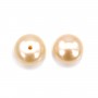 Perle de culture D'eau Douce saumon rond plat 7-7.5mm semi-percés  x 2pcs