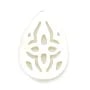 White mother-of-pearl in drop shape with openwork 10x14mm x 1pc