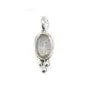 Oval facetado Labradorita encanto conjunto en plata 925 4x11mm x 1pc