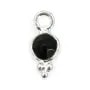 Onyx negro redondo facetado encanto conjunto en plata 925 5x11mm x 1pc