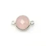 Quartz rose rond facette sertie sur argent 2 anneaux 9mm x 1pc