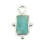 Amazonita rectángulo encanto conjunto en plata 925 8x12mm x 1pc