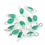 Grüner Achat Oval Facettenschliff Charm in 925er Silber 4x11mm x 1Stk
