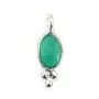 Grüner Achat Oval Facettenschliff Charm in 925er Silber 4x11mm x 1Stk
