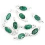 Breloque Pierre teintée couleur émeraude ovale facettée serti argent 925 4x11mm x 1pc