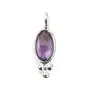 Facetada oval de amethyst charme em prata 925 4x11mm x 1pc