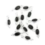 Onyx black oval faceted charm set in silver 925 4x11mm x 1pc