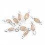 Ciondolo di pietra di luna arancione ovale sfaccettato in argento 925 4x11mm x 1pc