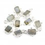 Labradorit Charm rechteckig gefasst 925er Silber 8x12mm x 1Stk
