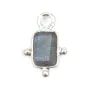 Labradorita rectángulo encanto conjunto en plata 925 8x12mm x 1pc