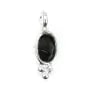 Onyx black oval faceted charm set in silver 925 4x11mm x 1pc