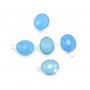 Faceted round chalcedony with 1 ring, set in silver 11mm x 1pc