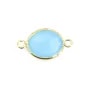 Calcédoine ovale facettée sertie sur argent 925 doré à l'or fin 2 anneaux 11x13mm x 1pc