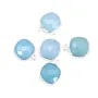 Faceted cushion chalcedony set in silver 2 rings 11mm x 1pc