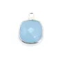 Calcédoine bleu coussin facetté sertie sur argent un anneau 11mm  x 1pc