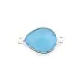 Faceted drop-shape chalcedony set in silver 2 rings 13x17mm x 1pc