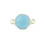 Calcédoine rond facetté sertie sur argent 925 doré à l'or fin 2 anneaux 11mm x 1pc