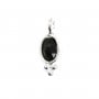 Charm ovale sfaccettato di onice nero in argento 925 4x11 mm x 1 pz