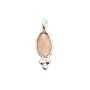 Breloque Pierre de lune orange ovale facettée serti argent 925 4x11mm x 1pc