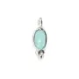 Facetada oval Chalcedony charme em prata 925 4x11mm x 1pc