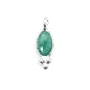 Charm di pietra ovale sfaccettato color smeraldo in argento 925 4x11 mm x 1 pezzo