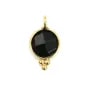 Breloque Onyx noir ronde facettée serti argent 925 doré à l'or fin 7x13mm x 1pc