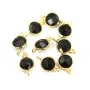 Breloque Onyx noir ronde facettée serti argent 925 doré à l'or fin 7x13mm x 1pc