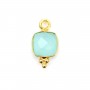 Chalcedony square faceted silver charm 925 gold plated 7x13mm x 1pc