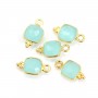 Chalcedon Charm quadratisch facettiert mit eingefasstem Silber 925 vergoldet 7x13mm x 1St