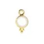 Süßwasserperlen Charm rund eingefasst 925er Silber vergoldet 7x13mm x 1St