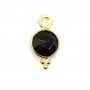 Charm sfaccettato rotondo di onice nero in argento 925 ORO 7x13 mm x 1 pz