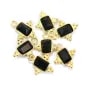 Black Onyx Charm Rechteck mit eingefasstem Silber 925 vergoldet 10x13mm x 1St