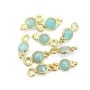 Breloque Amazonite ronde facettée serti argent 925 doré à l'or fin 5x11mm x 1pc