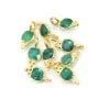 Breloque Agate verte carré facetté serti argent 925 doré à l'or fin 5x11mm x 1pc