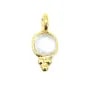 Charm Gemstone square faceted moon set in 925 silver gilded with fine gold 5x11mm x 1pc